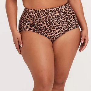 TORRID Leopard rauched high waist swim bottom